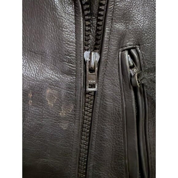 Vintage Leather Motorcycle Jacket M Patches HOG POW MIA Wolf Embroidered - Picture 9 of 13